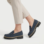 Women's chunky loafers in Navy | Fingest – side view