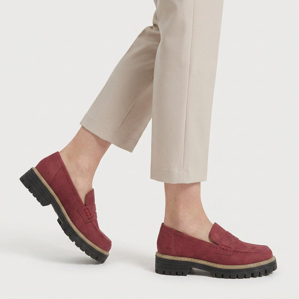 Women's chunky loafers in Burgundy | Fingest – side view