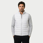 Men's Quilted Puffer Gilet in White | Sherston – front view