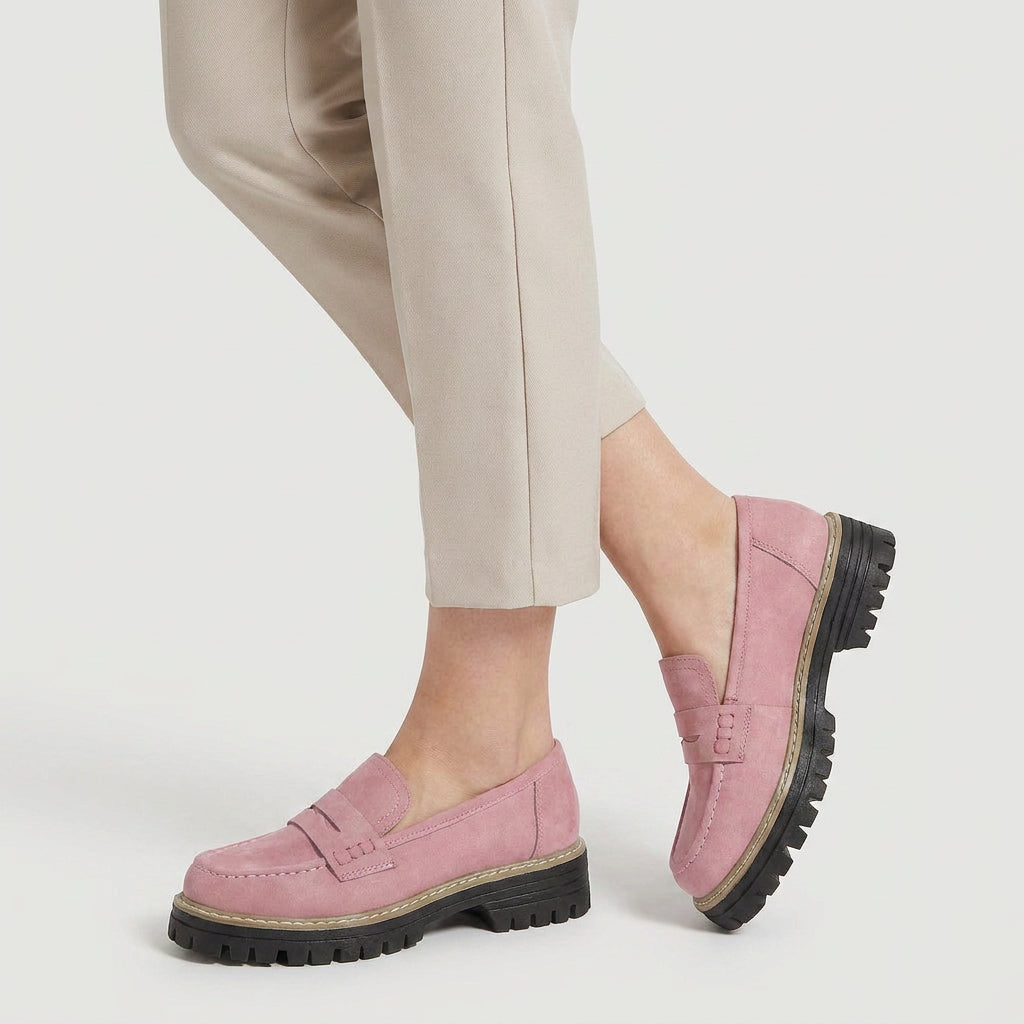 Women's chunky loafers in Pink | Fingest – side view