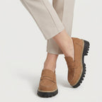 Women's chunky loafers in Camel | Fingest – side view