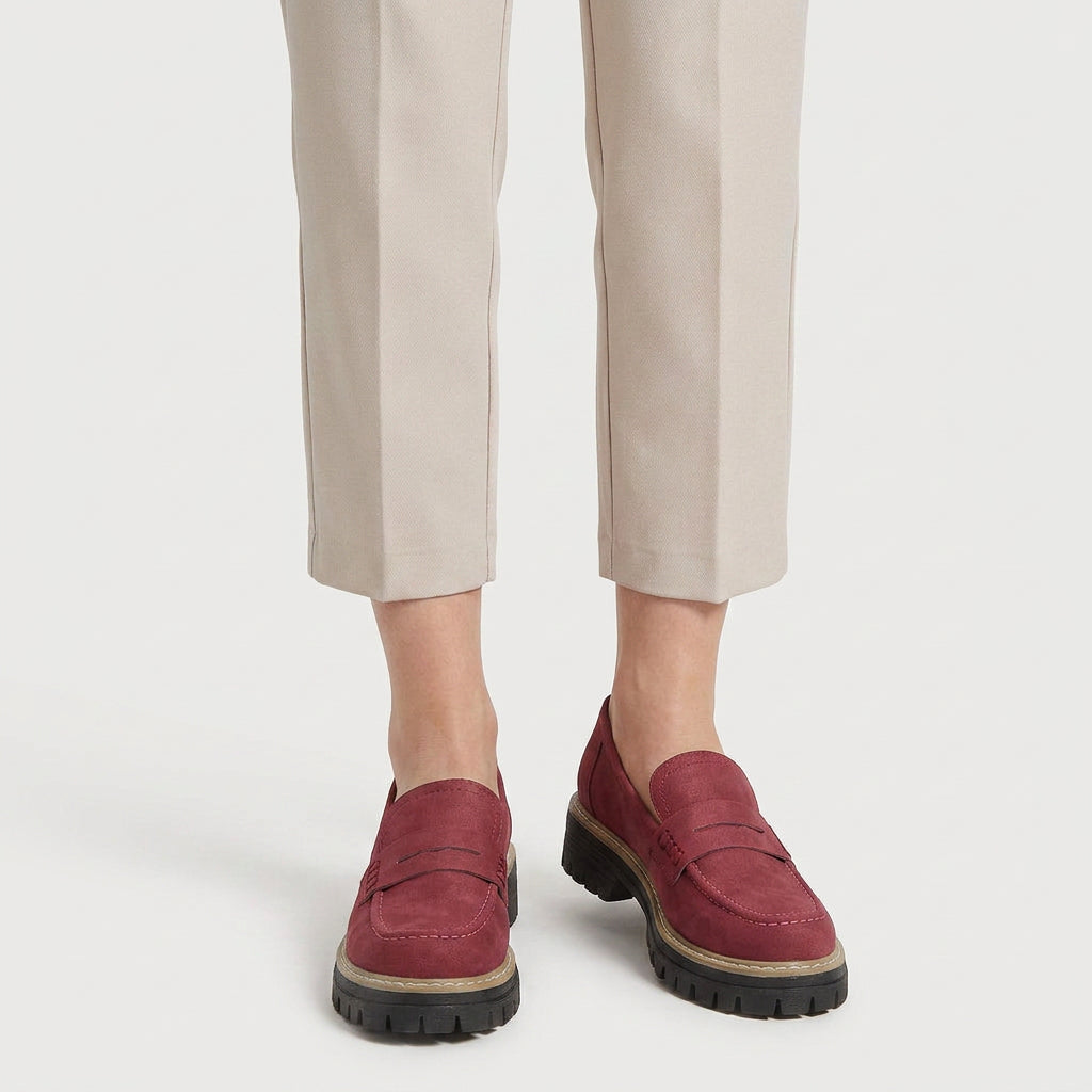 Women's chunky loafers in Burgundy | Fingest – front view