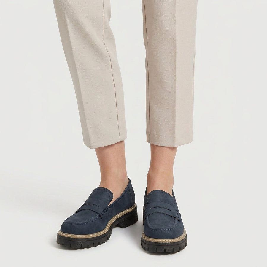 Women's chunky loafers in Navy | Fingest – front view