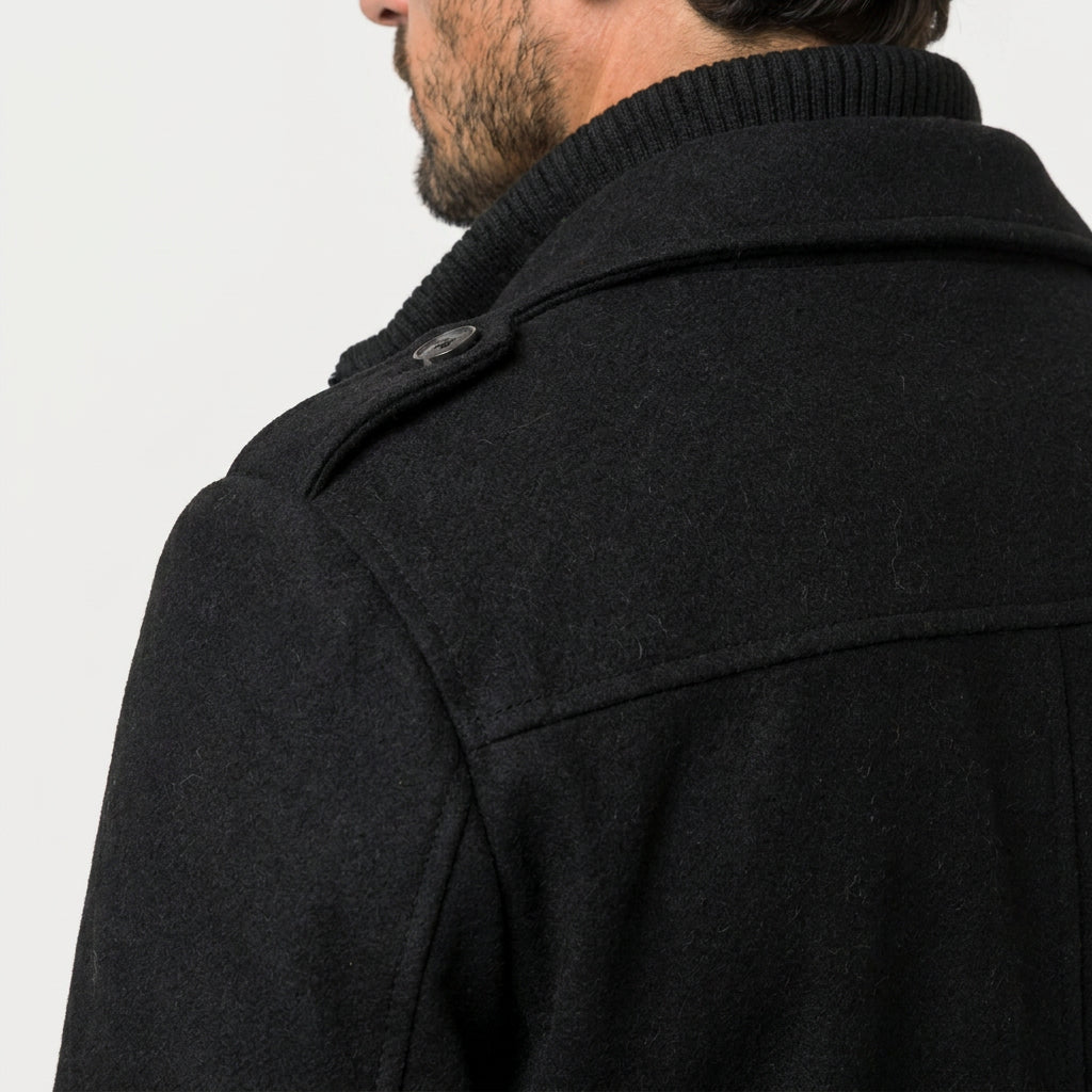 Men's wool-blend field jacket in Black | Stogumber – detail view