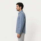 Men's brushed overshirt in Light Blue | Nettlecombe – side view