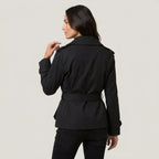 Women's short trench coat in Black | Abbotsbury – back view