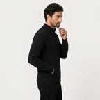 Men's full-zip wool-blend cardigan in Black | Nunnington – side view