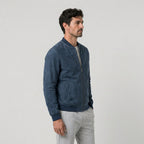 Men's washed bomber jacket in Navy | Pertenhall – side view