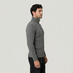 Men's cable knit roll neck jumper in Grey | Nettleden – side view