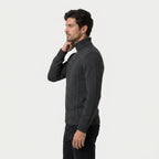 Men's cable knit roll neck jumper in Black | Nettleden – side view