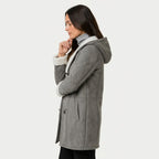 Women's hooded duffle coat in Grey | Glapthorn – side view