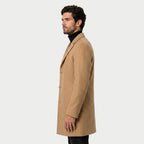 Men's Single-Breasted Overcoat in Camel | Tebay – side view