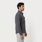 Men's brushed overshirt in Charcoal | Nettlecombe – side view