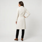 Women's Belted Wrap Coat in Ivory | Kettleburgh – back view
