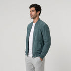 Men's washed bomber jacket in Teal | Pertenhall – side view