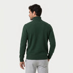 Men's roll neck jumper in Dark Green | Wambrook – back view