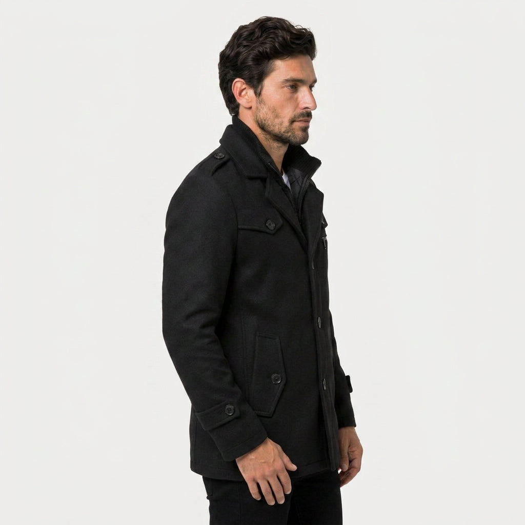 Men's wool-blend field jacket in Black | Stogumber – side view