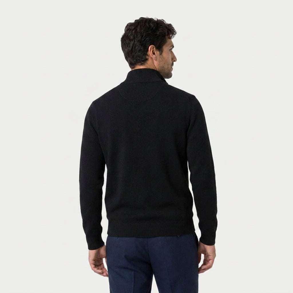 Men's half-zip jumper in Black | Ugthorpe – back view