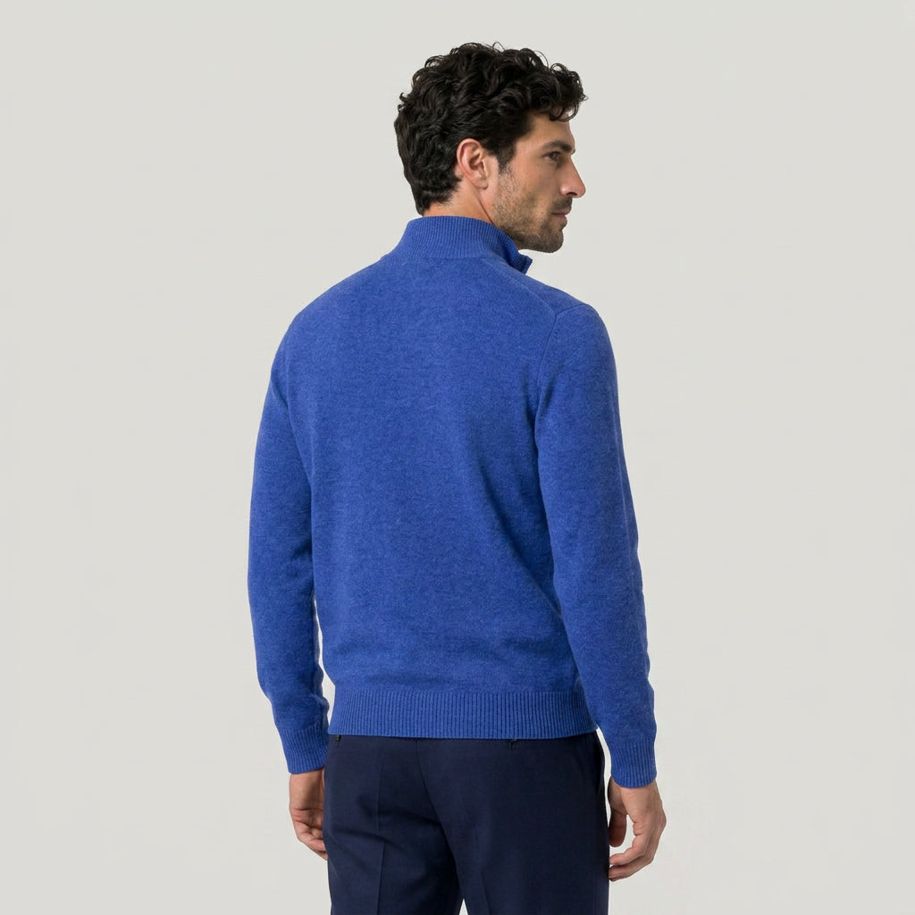 Men's half-zip jumper in Blue | Ugthorpe – back view