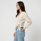 Women's wrap cardigan in Cream | Fittleworth – side view