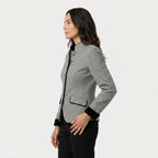 Women's stand collar blazer in Light Grey | Elsdon – side view