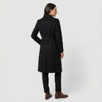 Women's Belted Wrap Coat in Black | Kettleburgh – back view