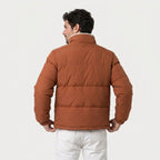 Men's Quilted Puffer Jacket in Rust | Romsey – back view