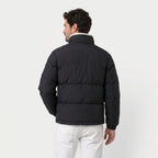 Men's Quilted Puffer Jacket in Black | Romsey – back view