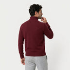Men's roll neck jumper in Burgundy | Wambrook – side view
