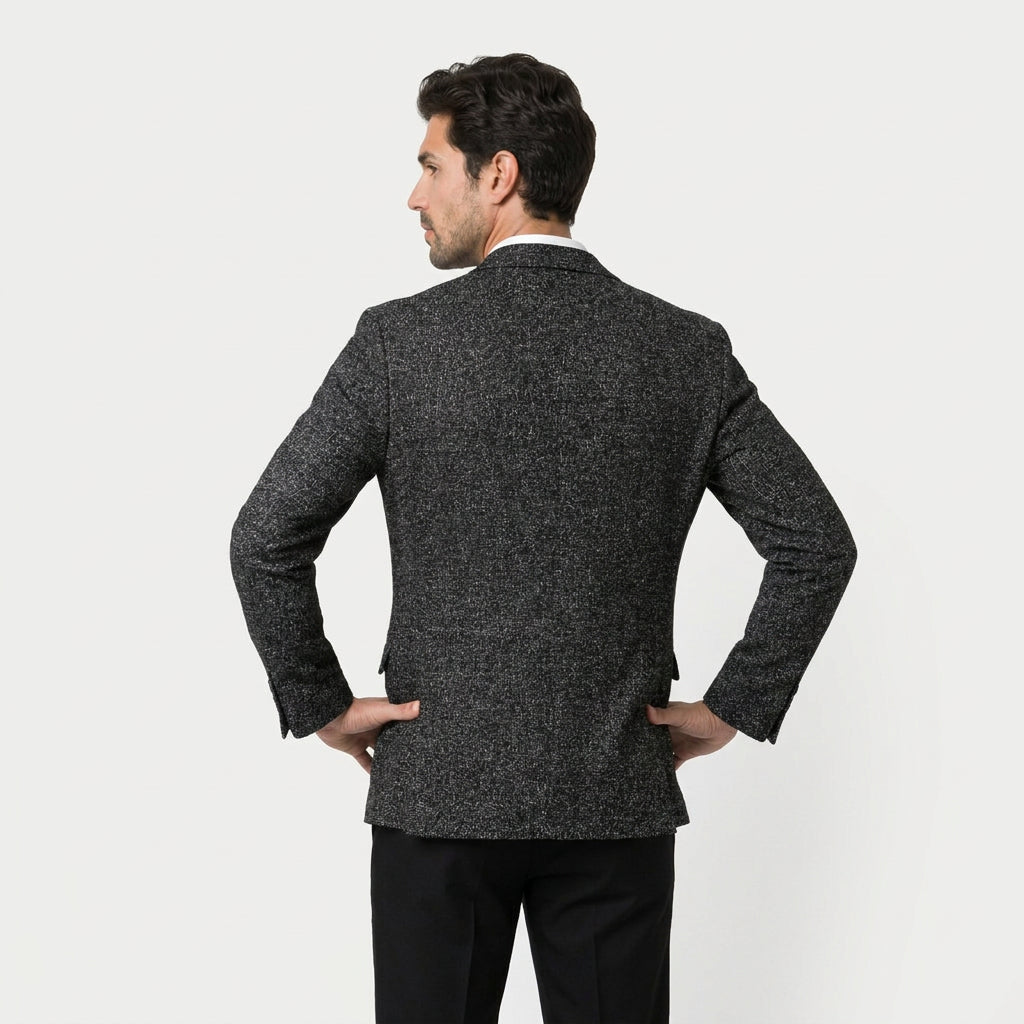 Men's textured wool-blend blazer in Charcoal | Tresmeer – back view
