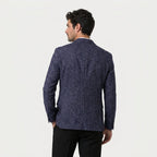Men's textured wool-blend blazer in Navy | Tresmeer – back view