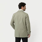 Men's single-breasted car coat in Sage | Rockbourne – back view