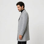 Men's Single-Breasted Overcoat in Light Grey | Tebay – side view