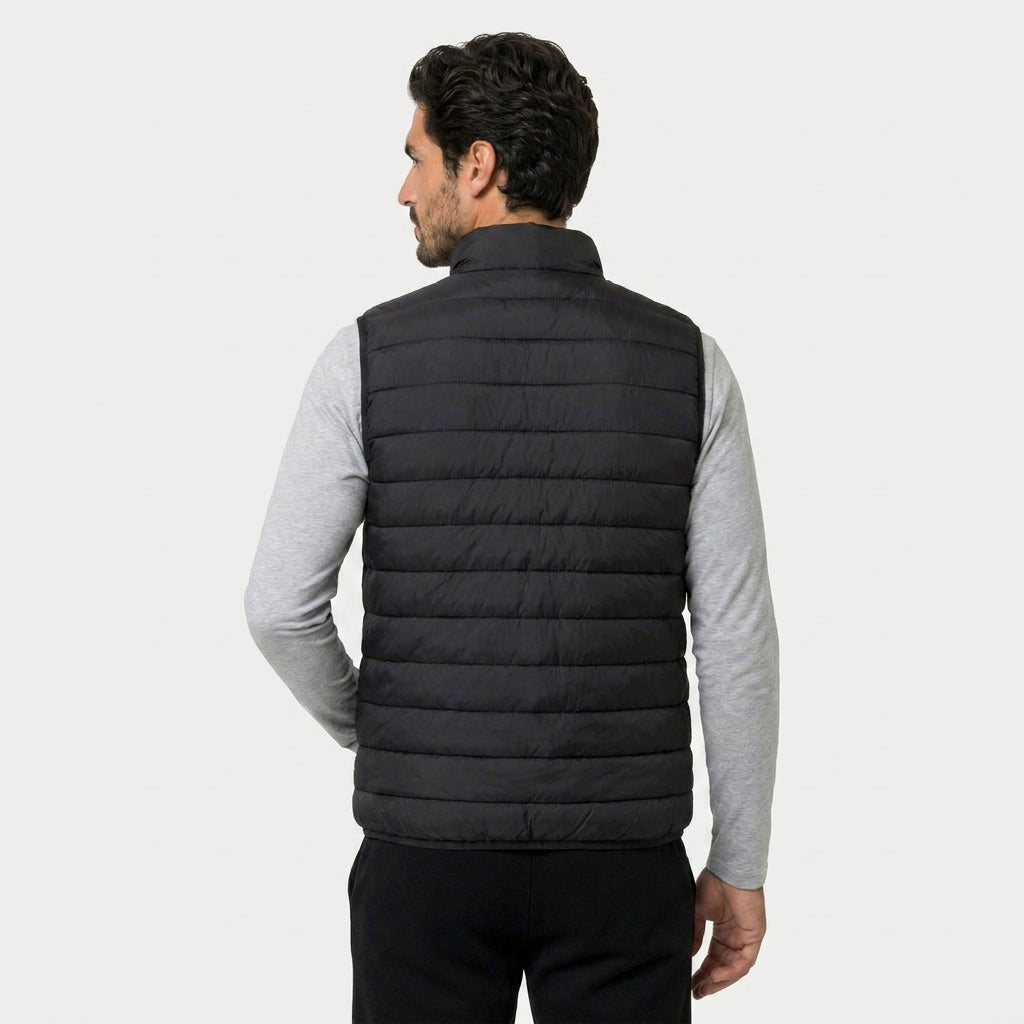 Men's Quilted Puffer Gilet in Black | Sherston – back view