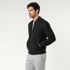 Men's washed bomber jacket in Black | Pertenhall – side view