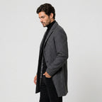 Men's Single-Breasted Overcoat in Charcoal | Tebay – side view