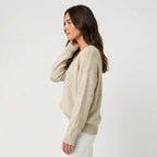 Women's Ribbed V-Neck Jumper in Cream | Glaisdale – side view