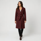 Women's Belted Wrap Coat in Burgundy | Kettleburgh – front view