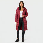 Women's Longline Puffer Coat in Red | Idbury – front view