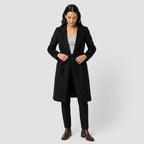 Women's Belted Wrap Coat in Black | Kettleburgh – front view