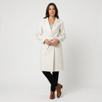 Women's Belted Wrap Coat in Ivory | Kettleburgh – front view