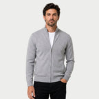 Men's full-zip wool-blend cardigan in Grey | Nunnington – front view