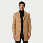 Men's Single-Breasted Overcoat in Camel | Tebay – front view