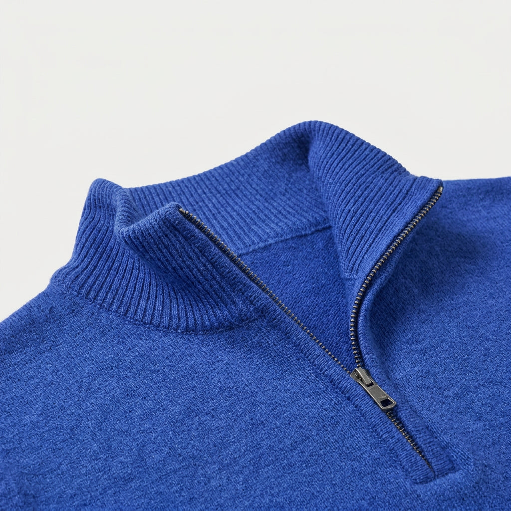 Men's half-zip jumper in Blue | Ugthorpe – detail view