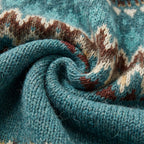 Women's Fair Isle crew neck jumper in Teal | Hinderclay – detail view