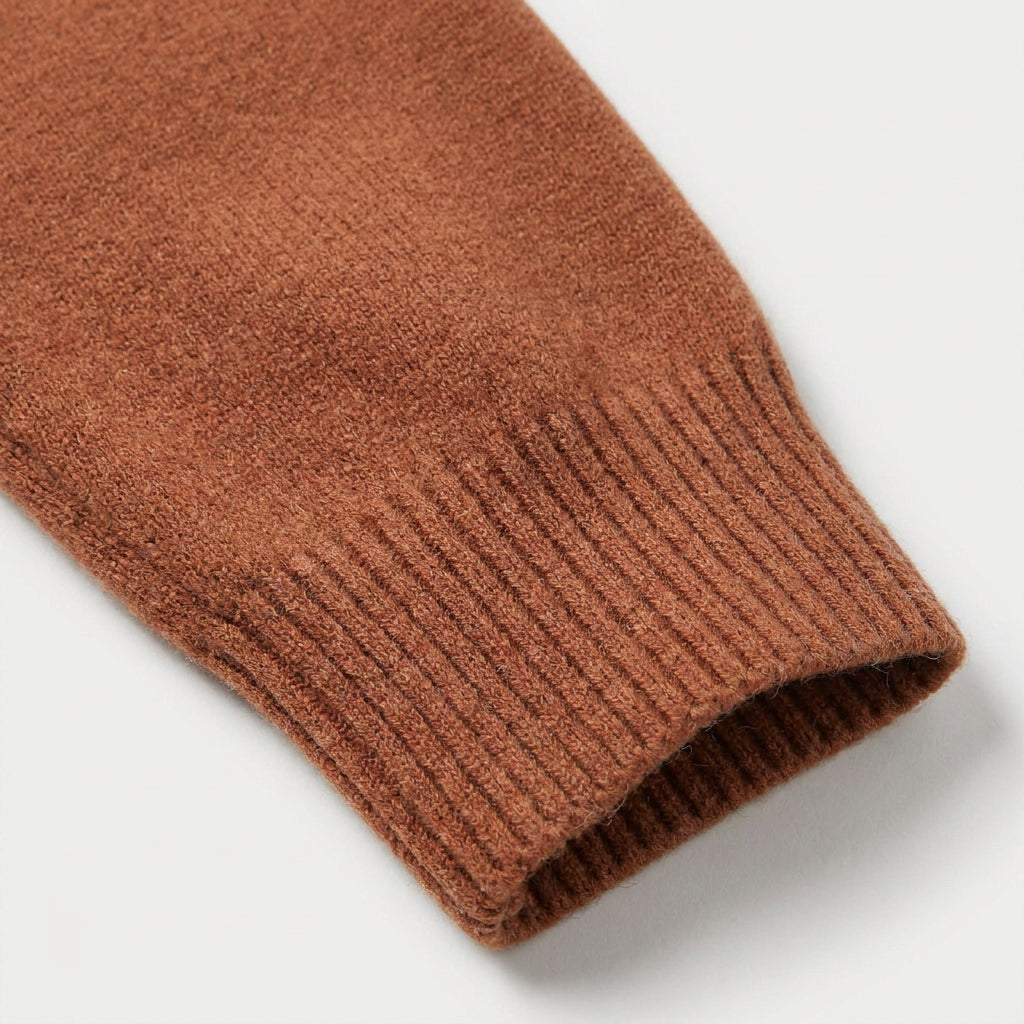 Men's half-zip jumper in Rust | Ugthorpe – detail view