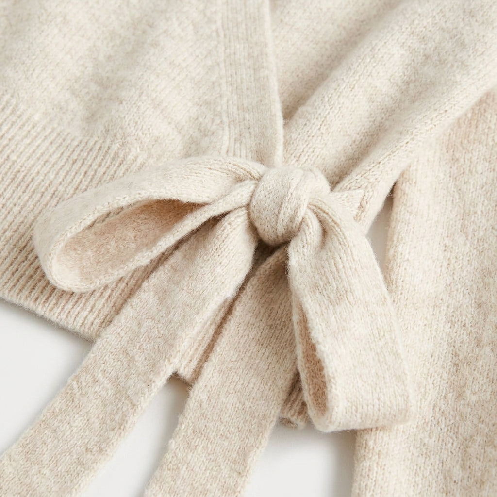 Women's wrap cardigan in Cream | Fittleworth – detail view