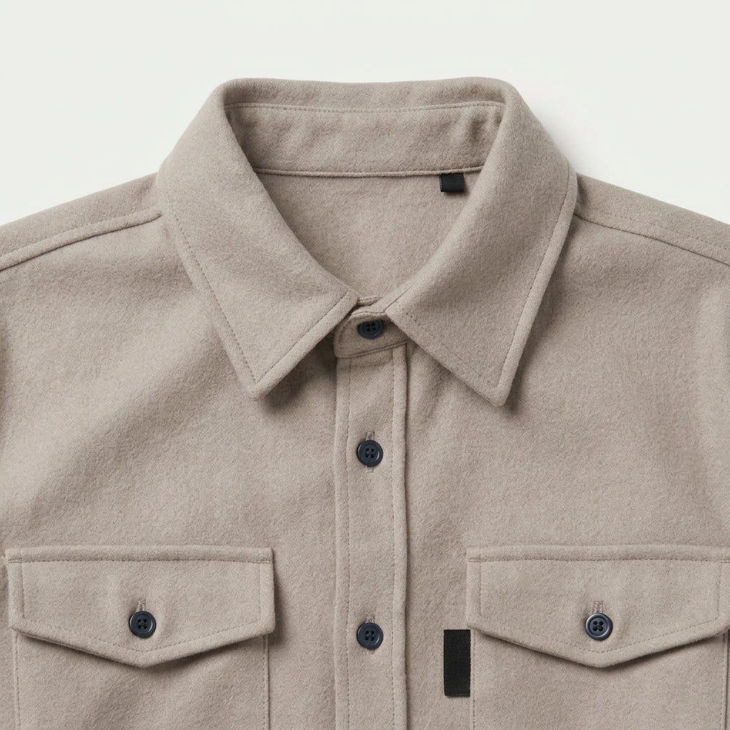 Men's brushed overshirt in Beige | Nettlecombe – detail view