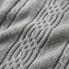 Men's cable knit roll neck jumper in Light Grey | Nettleden – detail view