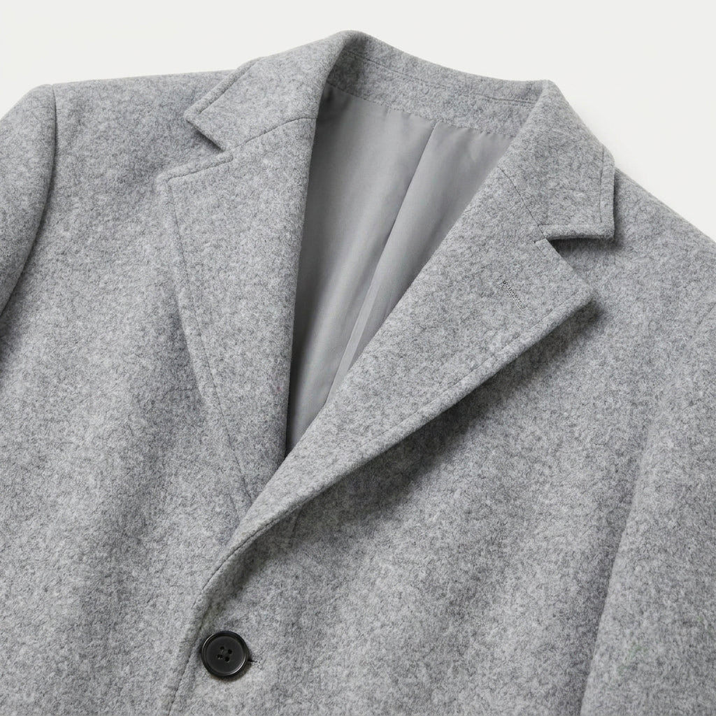 Men's Single-Breasted Overcoat in Light Grey | Tebay – detail view